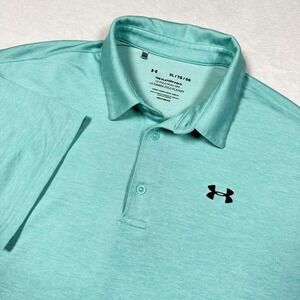 Under Armour Playoff Polo Shirt Mens XL Green HeatGear Golf Stretch Performance